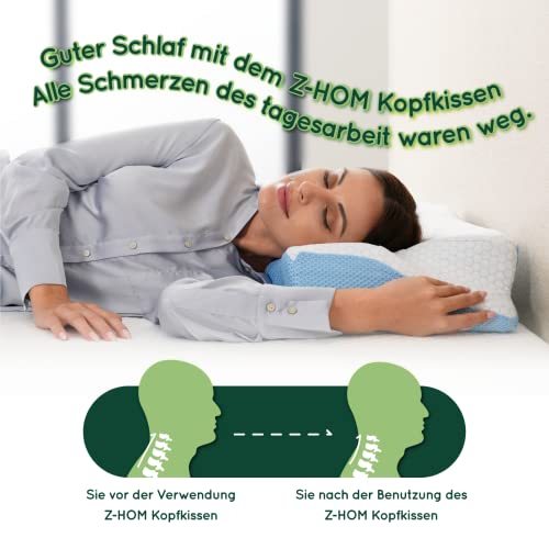 Z-HOM Orthopädisches Kopfkissen, Memory-Schaum ergonomisches Nackenhörnchen für Seitenschläfer Rückenschläfer mit Waschbare Kisseneinzug - Image 5