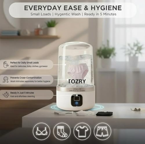 Image of Mini Washing Machine Portable, Deep Cleaning for Baby Clothes, Underwear, Socks, Travels and Small Laundry, Laundry Washer for Apartments, Dorms, RVs & Small Spaces, Compact Underwear washer