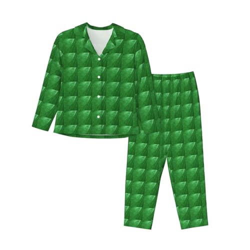 Pyjama à manches longues vert ensemble de nuit avec pantalon élastique pour femme moderne
