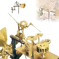 Handgefertigtes Windrad Garten - Metall Windspiel Mit Trommelnder Figur 38cm