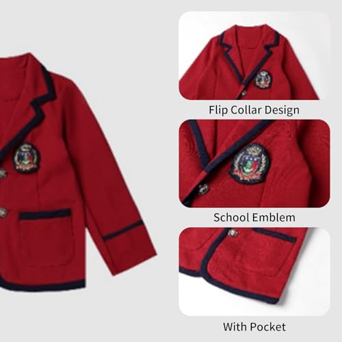 Image of Mud Kingdom Boys British School Uniform Set Long sleeve Tie Badge Pleated Plaid Back to School 4-16Y