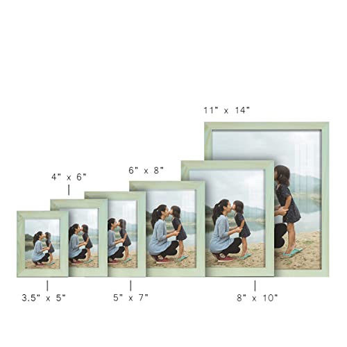 Renditions Gallery 6x8 inch Solid Wood Picture Frame, High Definition Glass and High-end Modern Style Cream Colored for Wall and Tabletop Photo Display, Seafoam Green Wood Grain Frame by Renditions Gallery - Used condition - Image 7