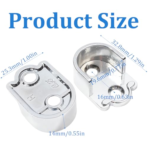OIGWBPH 2 Stück Rundrohr Halterung for Schrankrohr Stange,Kleiderschrank Kleiderstange,Gardinenstange Halter,Flansch Stangenhalter,U-Form,19 mm mit Schrauben