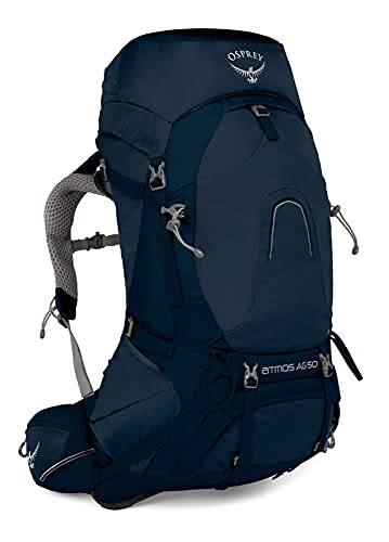 Osprey Atmos AG 50 Men's Backpacking Backpack, Unity Blue , Medium