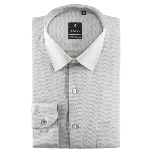 Image of 7-DAYS Premium Men's Formal Shirts - Cotton Rich, Textured Self-Design, Full Sleeve, Regular Fit, Wrinkle Resistant, with Pocket - Perfect for Office
