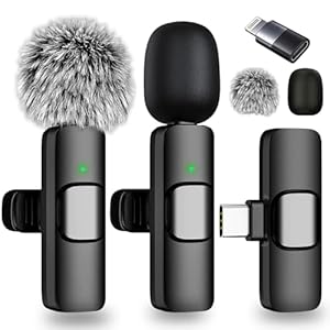 Wireless Lavalier Microphone for iPhone – Android, iPad, Tablets, Bluetooth Mini Microphone with Noise Canceling,65FT Transmission,6H Battery Life, Professional Lapel Mic for Video Recording