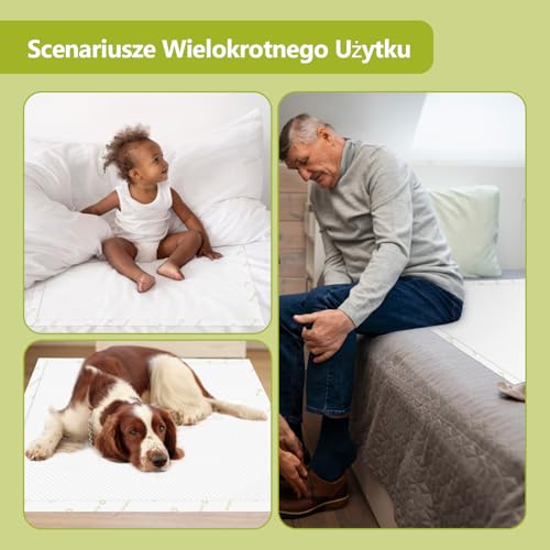 SUNKISS TrustPlus 90 × 60 cm jednorazowe podkładki na nietrzymanie moczu, chłonne podkłady na łóżko dla dorosłych i seniorów, ochrona mebli, nocna ochrona przed wyciekiem, kontrola zapachu, 50 szt.