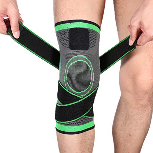 Yuanu GenouillèRe Sport Respirante Manches Ajustables Aux Genoux Pour La RéAdaptation Et La Protection Contre Les Blessures Sportives LiéEs à L'Arthrite Genouillere Pour Hommes Et Femmes Vert XL Cover