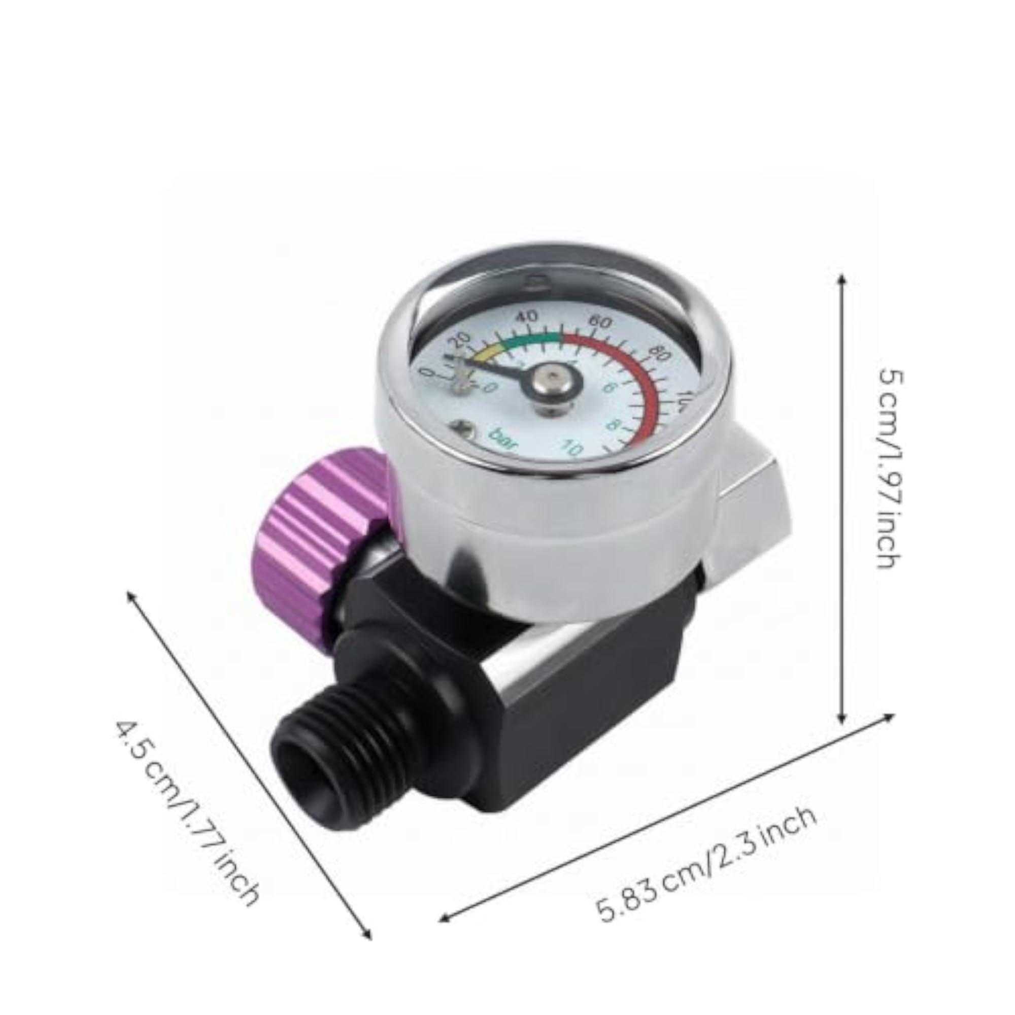 Analog Dial Pressure Regulator Gauge, Purple