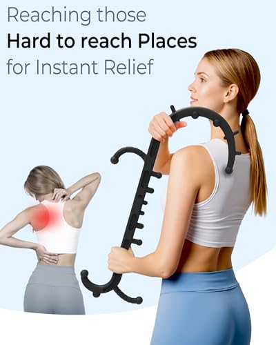 Image of Back and Neck Massager for Pain Relief Deep Tissue, Upgraded Full Body Trigger Point Cane Massage Tools, Therapy Massage Stick Pressure Point Hook, Muscle Knot Remover Tool (Black)