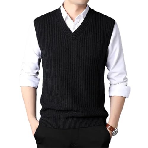Dcvmvmn Men's Autumn Winter Casual Sweater Vest Men's Solid Color V-Neck Sleeveless Top Fashion Slim Retro Vest