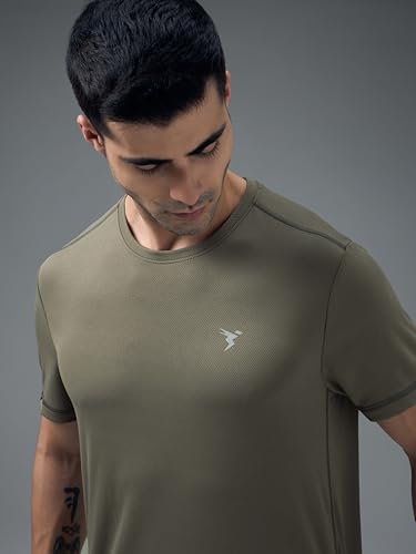 Image of TECHNOSPORT Men's Slim Fit Polyester Activewear Sports T-Shirt with Moisture-Wicking Comfort for Workout, Running & Gym