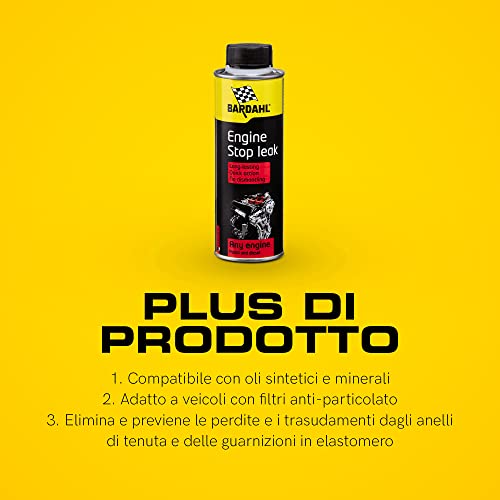 Bardahl - Additif d'huile de voiture essence et diesel élimine les fuites d'huile moteur, 300 ml pour conducteurs amateu