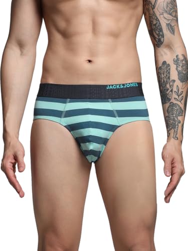 Image of JACK & JONES Men's Cotton Blend Classic Striped Briefs