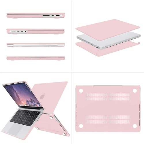 Image of MOSISO Compatible with MacBook Pro 14 inch Case 2025 2024 2023 2022 2021 M5 M4 M3 M2 M1 A3434 A3112 A3185 A3401 A2918 A2992 A2779 A2442, Hard Shell&Keyboard Cover&Screen Film&Pouch,Rose Quartz