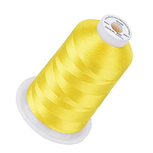 Image of Simthread 5500Yds Embroidery Thread, 5000M High-Yardage 40WT 100% Polyester Thread - 170+ Vivid Colors, High-Speed Rated - Compatible with Brother, Singer, Janome & More - Sunshine Yellow S022