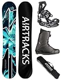 Airtracks Snowboard-Set Herren Snowboard Wide Distance Freestyle Freeride 150 - Snowboard Bindung Master - Softboots Master ATOP 40 - SB Bag