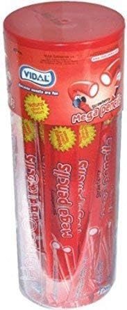 40 x Vidal Strawberry Mega Pencil Sweets Individually Wrapped Foot Long