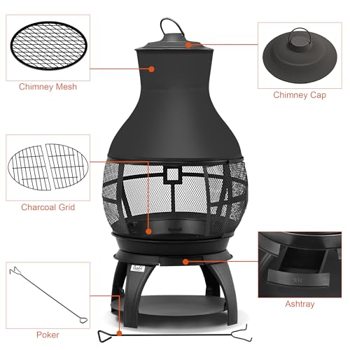 Outdoor Fire Pit for Patio, Small Size - 17.7 x 35.6, Brown-Black