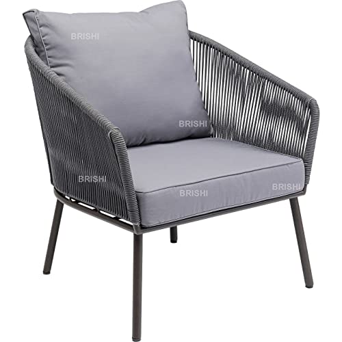 Image of Amazon Brand - Solimo Solix Outdoor Rope Sofa Set | Balcony Sofa | Patio Conversation Sets | Braided Rope Garden Sofa Set and Center Table (5 Seater-Dark Grey)