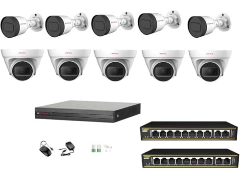 Image of CP Plus 16 CH NVR with 2MP IP Wired with Audio(Built in Mice) 10 CCTV Camera Set with (16 CH NVR,Outdoor bullete-5 Nos,Indoor Dome-5 Nos,8+2 Port poe switch-2Nos(Without Hard Drive)