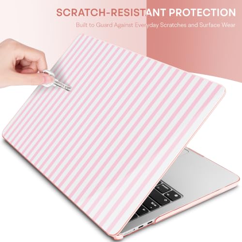 Image of Tuiklol for MacBook Air 13 inch Case M5 2026 M4 2025 M3 2024 M2 2022 Model | Number A3449 / A3240 / A3113 / A2681, Plastic Hard Shell Cover for MacBook Air 13.6 with Touch ID, Striped-Pink