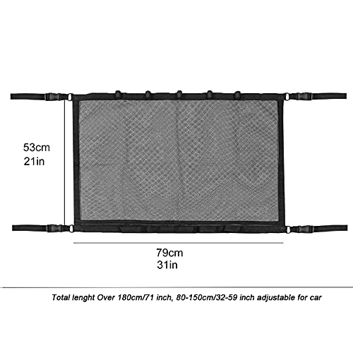 iMunir Vehicle SUV Fishing Rod Holder Ceiling Storage Net 32"-59" Adjustable Interior Car Roof Rack Mesh Storage Fishing Rod Rack Strap Belt - Thumbnail 3