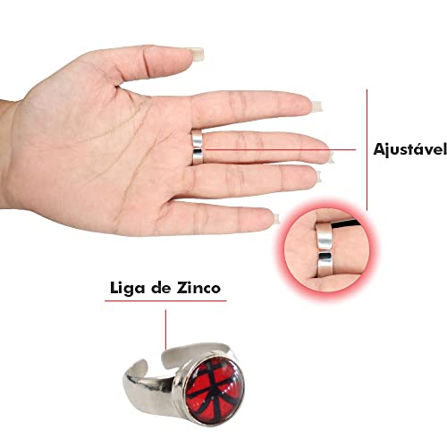 Kit Acessórios Naruto Boruto - Colar Tsunade + Anel Akatsuki Itachi