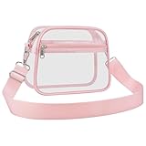 Busiuw Clear Bag for Stadium Events - Stadium Approved Small Mini Clear Purse with Wide Adjustable Strap, Men's Shoulder Bag for Sports Concerts, Festivals(Pink)