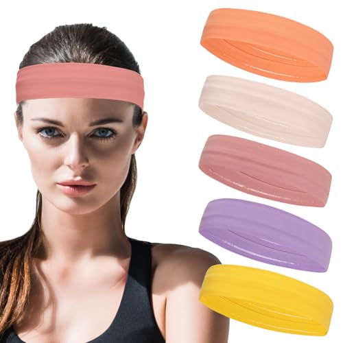 Image of Workout Headbands Non Slip Headband Sport Headbands Sweatbands Elastic Sport Hair Bands for Sports Travel Indoor Fitness Gym