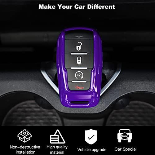 Image of Key Fob Case Cover Key Bag Holder Protection Shell Accessories for Dodge RAM 2018-2026,Purple