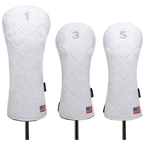 YuEagleSky Golf Head Covers Driver Fairway #3#5 USA Flag for Club Men Women (White) Cover