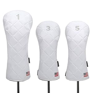 Golf Head Covers Driver Fairway #3#5 Hybrid USA Flag for Club Men Women, (Black or White)
