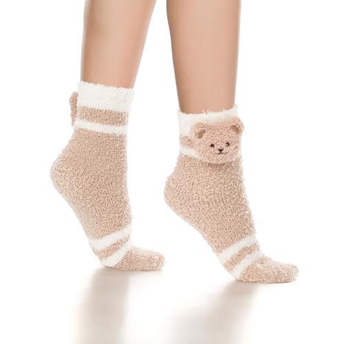 Image of Benefeet Sox Cute Fuzzy Socks for Women Girls - Fluffy Cozy Warm Winter Funny Animal Slipper Plush Sleeping Socks