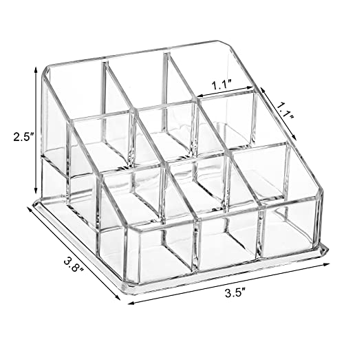Image of Foraineam 6 Pack Lipstick Holder Organizer, 9 Spaces Clear Lip Stick Storage Stand Container, Small Cosmetic Beauty Makeup Display Cases for Lipsticks, Lipgloss, Brushes, Bottles