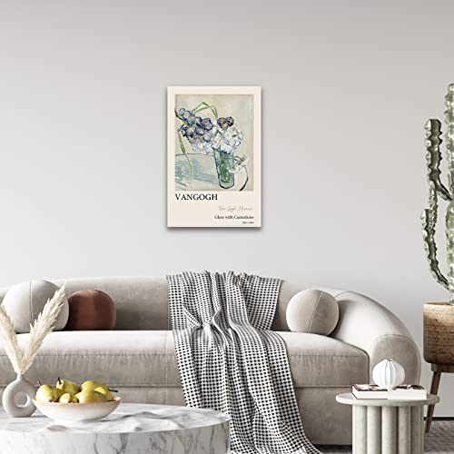 Qizee Van Gogh Canvas Wall Art Posters Glass With Carnations Impressionism Canvas Posters Bedroom Decor Sports Landscape Office Room Decor Gift 16"X 24" Unframed #TOP1