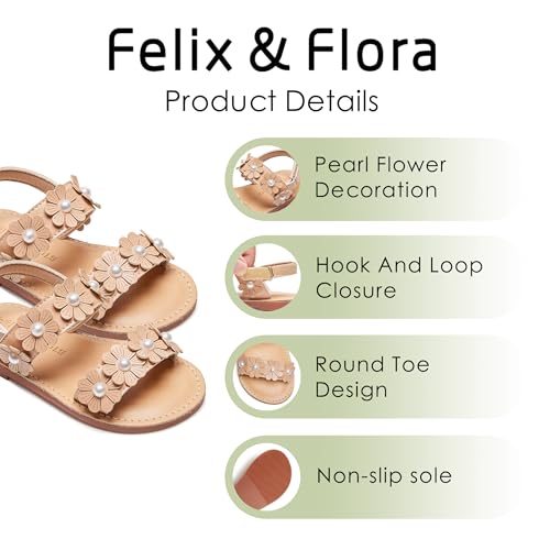Image of Felix & Flora Toddler Girl Sandals - Flower Girl Dress Shoes Open Toe Little Kid Flats