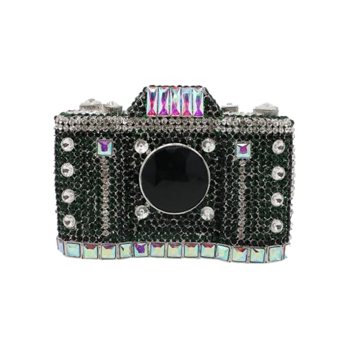 Image of UMREN Novelty Crystal Camera Shaped Clutch Purse for Women Sparkly Rhinestones Evening Clutch Bag Glitter Bridal Prom Handbag