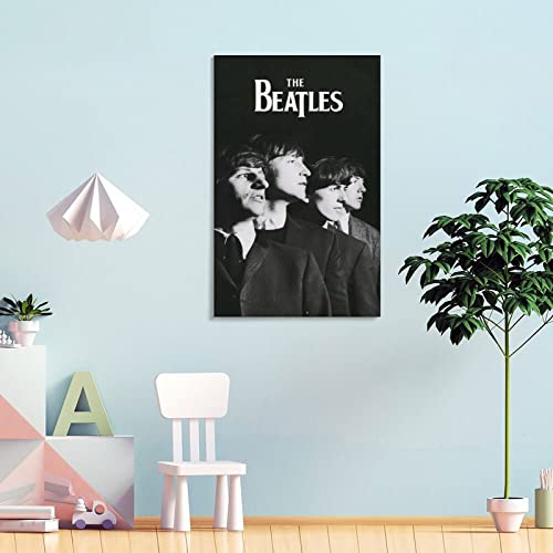 JMUNG Poster décoratif sur toile The Beatles – Noir et blanc – 50 x 75 cm - Les Beatles, Paul McCartney, John Lennon, RIngo Starr, George Harrison JMUNG Poster décoratif sur toile The Beatles - Noir et blanc - 50 x 75 cm – Image 5
