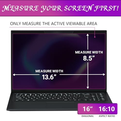 Image of PYS Magnetic Laptop Privacy Screen 16 Inch 16:10 Ratio - Computer Monitor Screen Privacy Shield, Anti-Glare Blue Light Filter, Detachable Privacy Screen Protector for Lenovo, Hp Envy, Dell