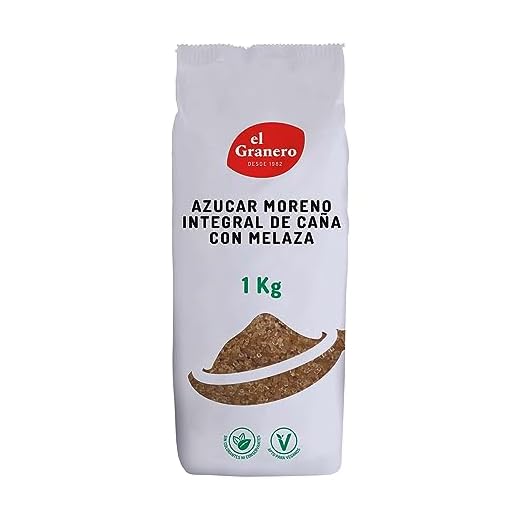 El Granero Integral - Azúcar Moreno Integral - 1 kg - Elaborado con Melaza de Caña - Rico en Vitaminas y Minerales - Ideal para Bebidas y Repostería - Apto para Veganos