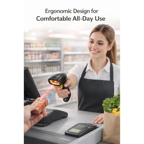 Image of Wireless 2.4GHz 2D & 1D Barcode Scanner (QR Code & Barcode) Wired & Wireless(Rechargeable) Connectivity | Induction Scanning with Built-in Illumination Light |Strong ABS(1-Year Warranty)