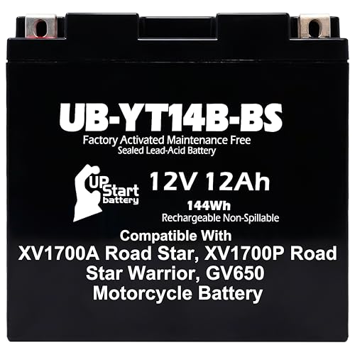 12V 12Ah YT14B-BS Replacement For Yamaha Road Star 1700