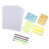 WEKADRIN 字母数字形状画板尺子 プラスチックステンシル 耐久性良好 学習用 ペイント用 定規 繰り返し使用可能 設計