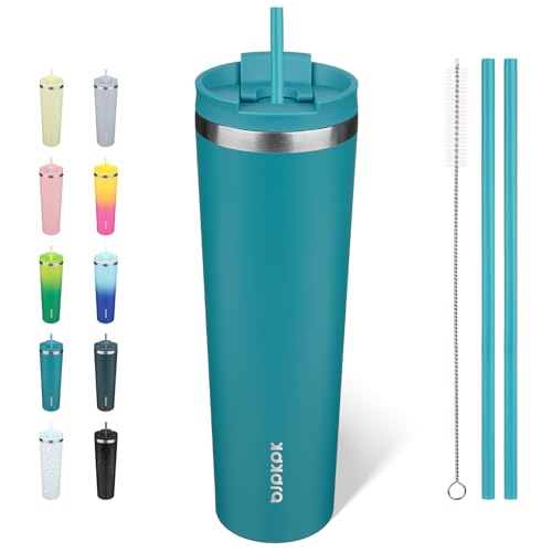 Image of BJPKPK 34oz Coffee Tumbler with Straw, Insulated Stainless Steel Cup