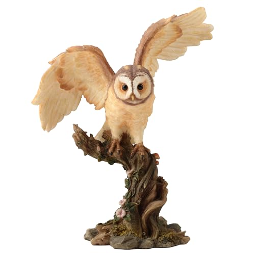 Veronese Design 6 1/4 Inch Owl Spreading Wings on Perch Statue Resin Hand Painted Animal Figurine