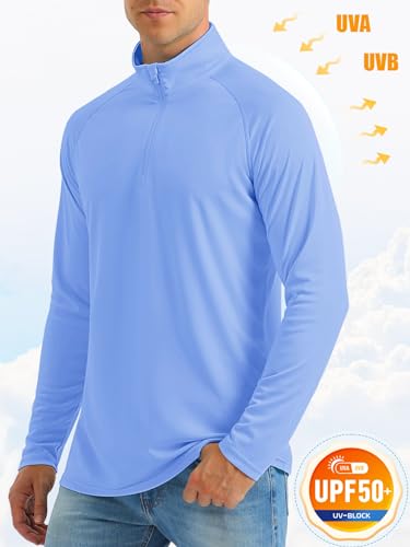 MAGCOMSEN Men's Long Sleeve Sun Shirts UPF 50+ Tees 1/4 Zip Up Fishing Running Rash Guard T-Shirts Outdoor Shirt3