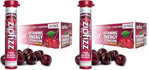 Image of Zipfizz Daily Energy Drink Powder, Black Cherry,3-in-1 Sustained Energy, Rapid Hydration, and Essential Vitamins | Sugar-Free, Electrolyte Powder, Contains Vitamin B-12 & Antioxidants (Pack of 40)