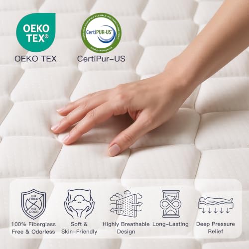 Image of Profus 8 Inch Twin Mattress, Hybrid Memory Foam & Bonnell Spring Mattress | Twin Size Hybrid Mattress with Memory Foam & Bonnell Coils, Medium Firm Comfort, Bedroom Use, Compressed in a Box