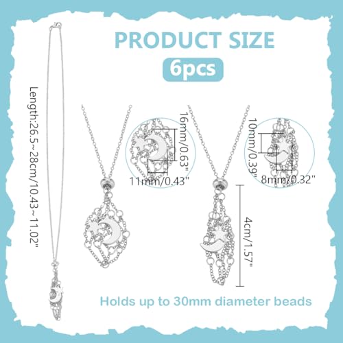 PH PandaHall 3 Sizes 6pcs Crystal Holder Necklace Gemstone Cage Mesh Pendant Empty Stone Holder Replacement Handmade Necklace Cord Pendant with Adjustable Length for Jewelry DIY Women2